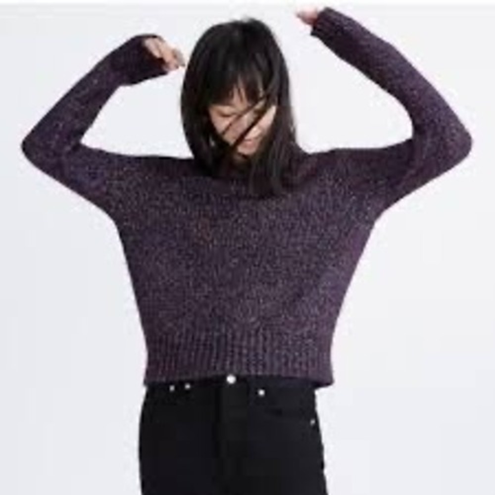 Madewell Purple Multi Space Dyed Marl Wool Blend Crewneck Sweater AF327 Women S